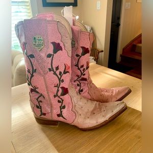 Women’s Pink Cowboy Boots Ostrich size 6.5/7 El Gran Caiman